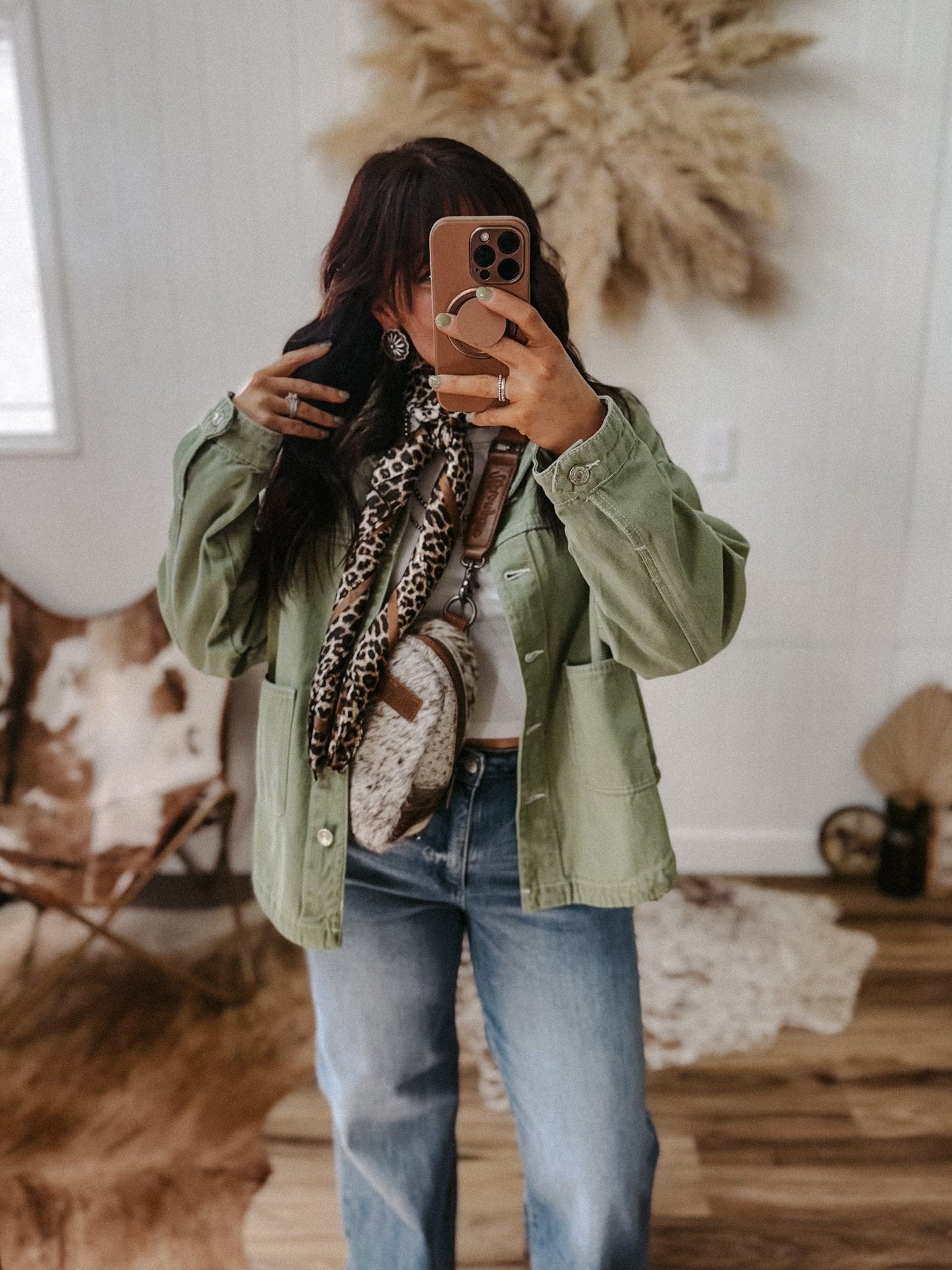 Tulsa Denim Jacket: Olive