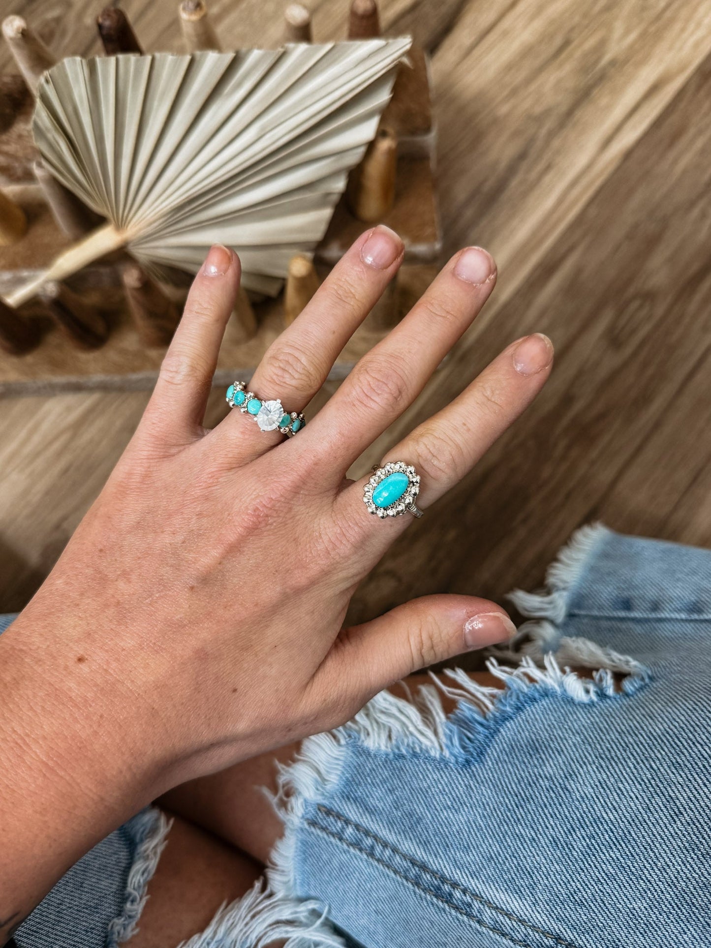 Beaded Kingman Single Stone Ring