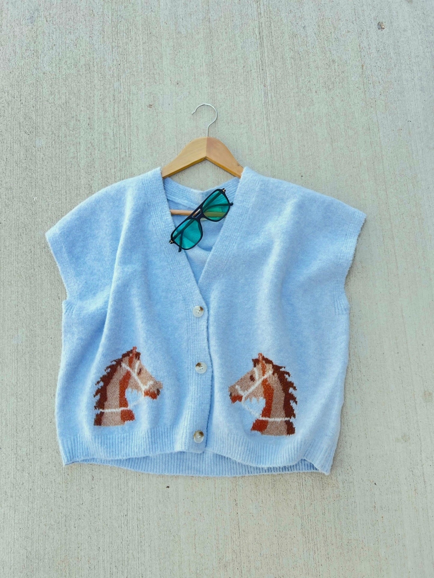 The Della Cropped Western Cardigan in Blue