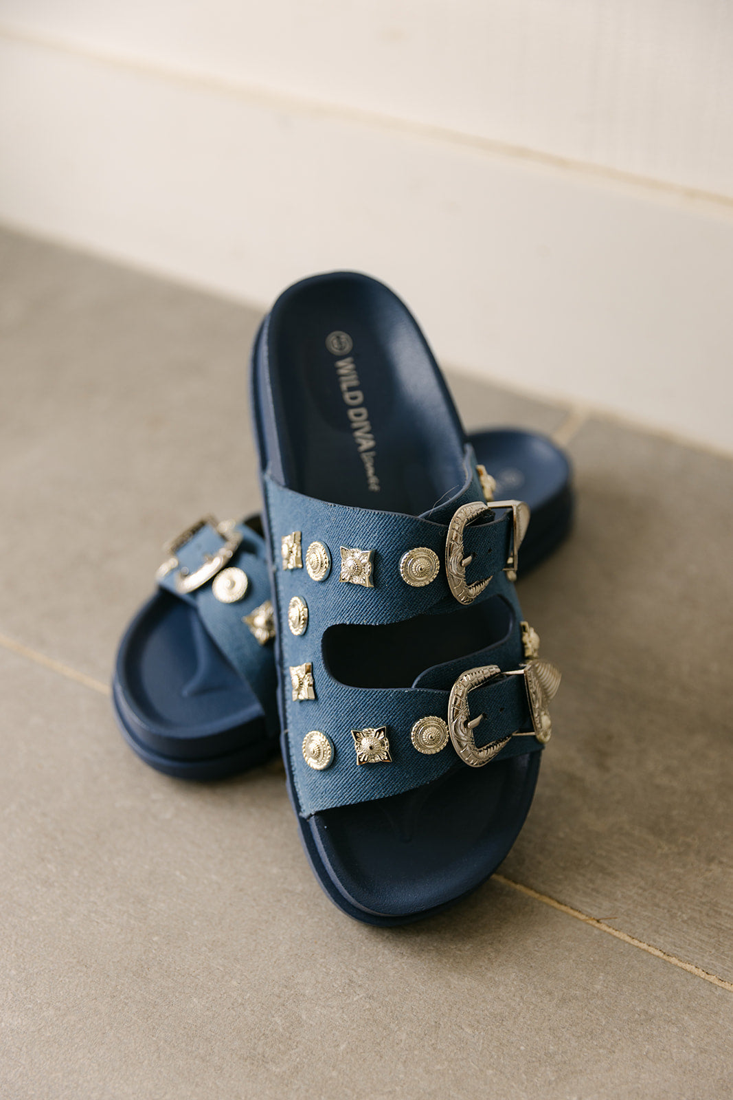 The Willow Western Slides in Denim