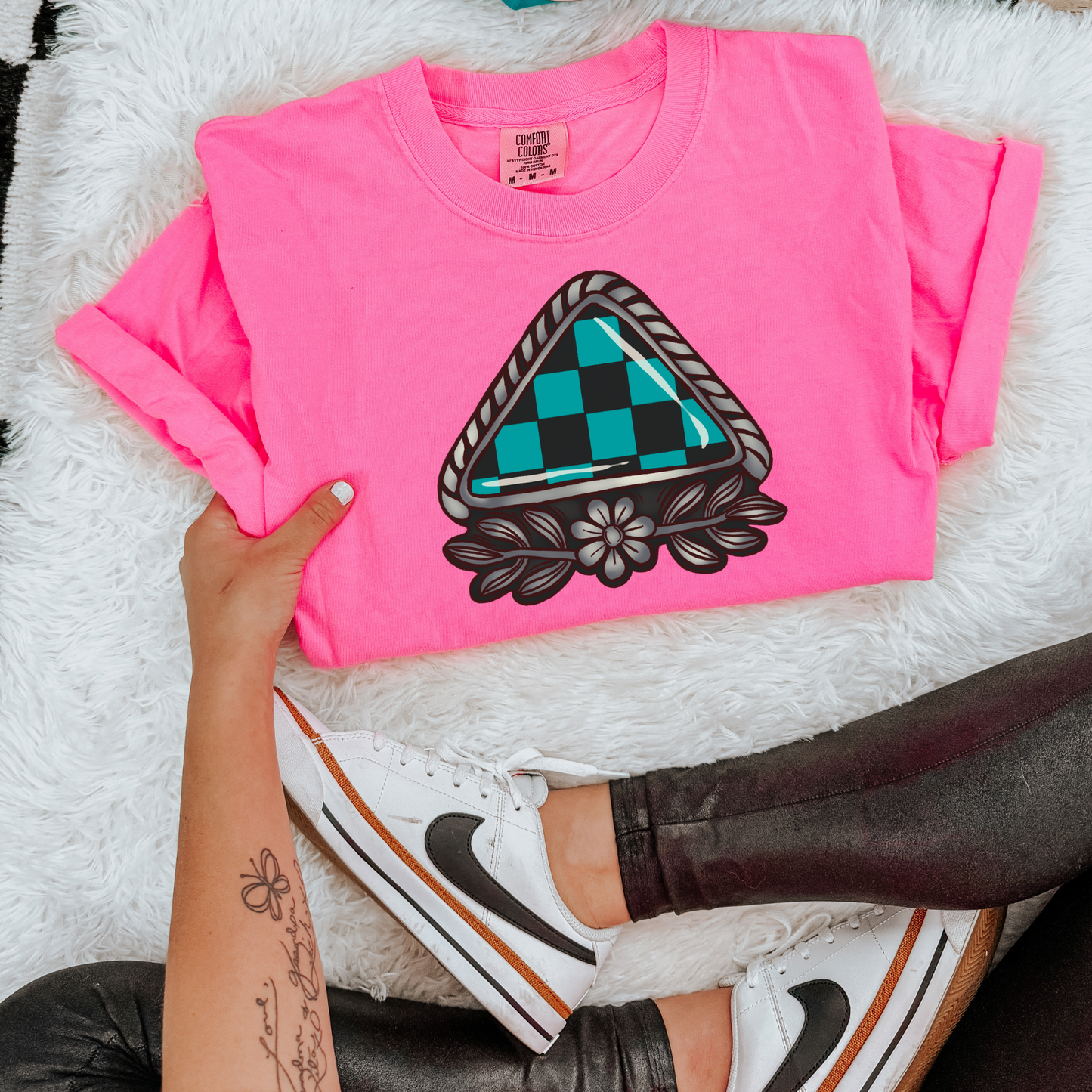 Checkered jewel tee