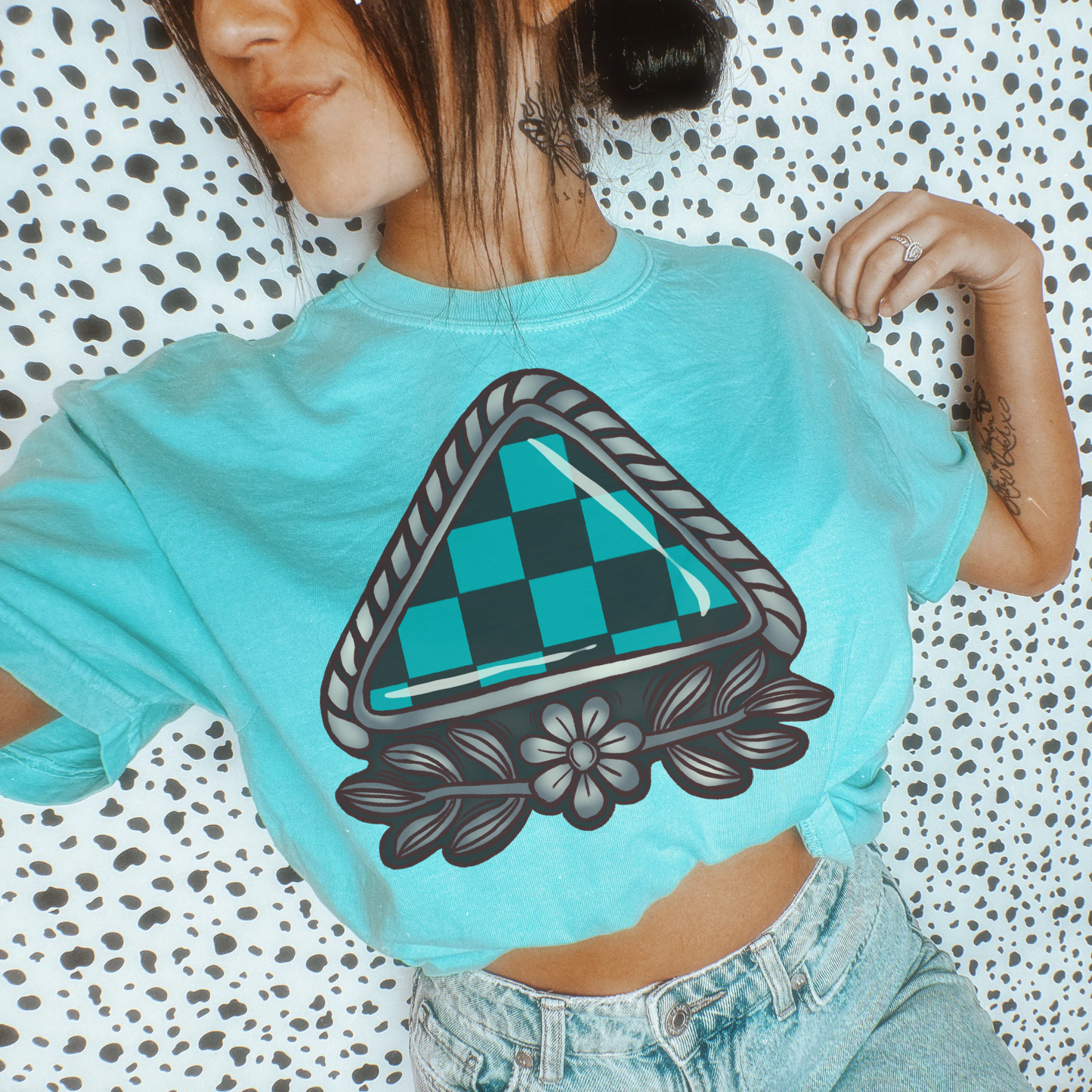 Checkered jewel tee