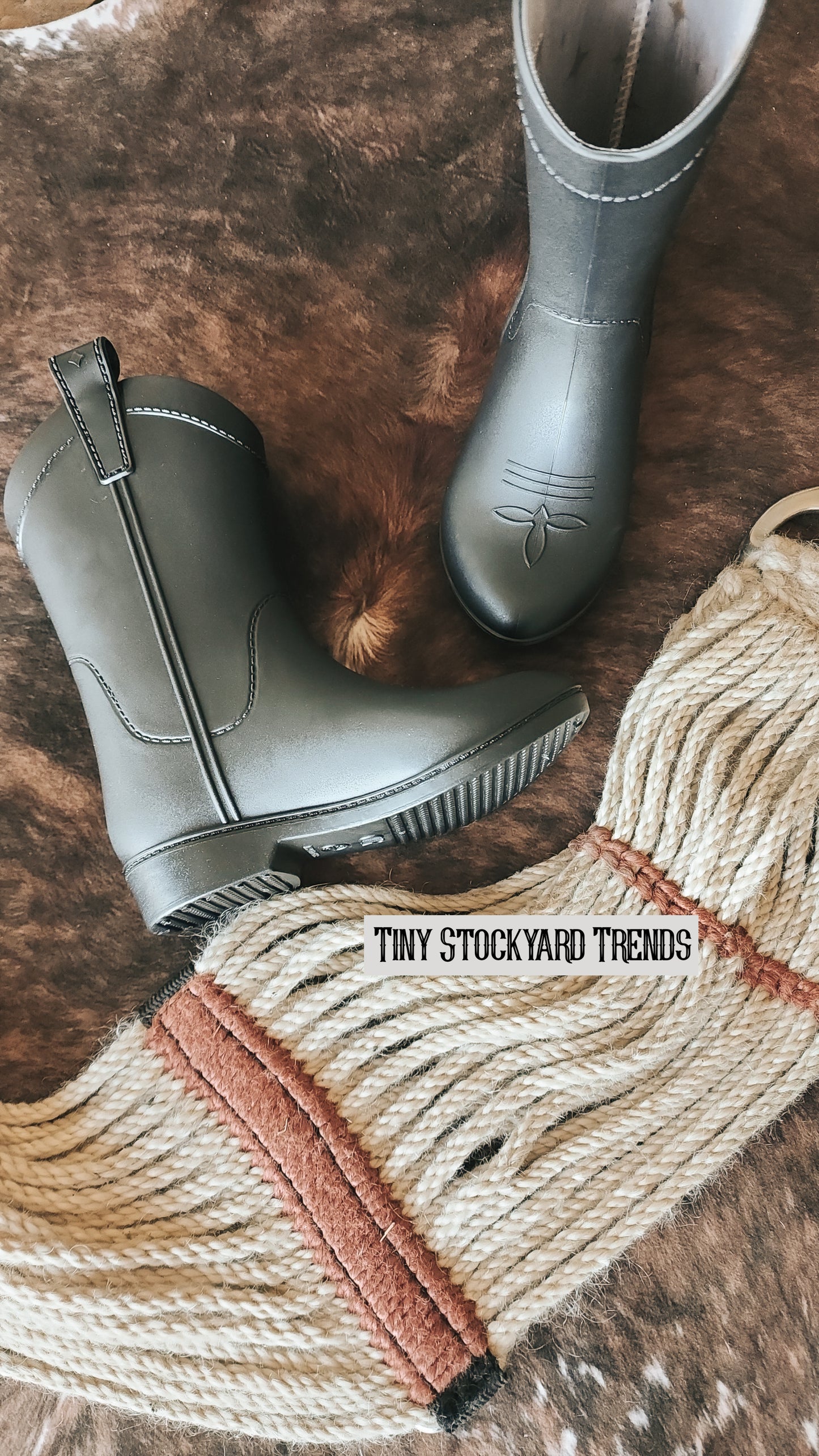 Midnight Black Kid's All Weather Rubber Cowboy Boots