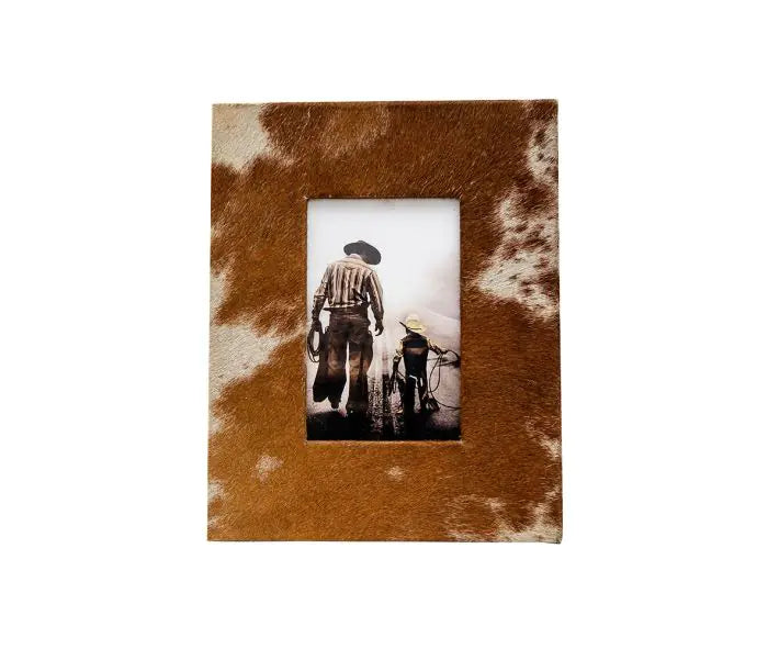 Cowhide Picture Frame: Brown