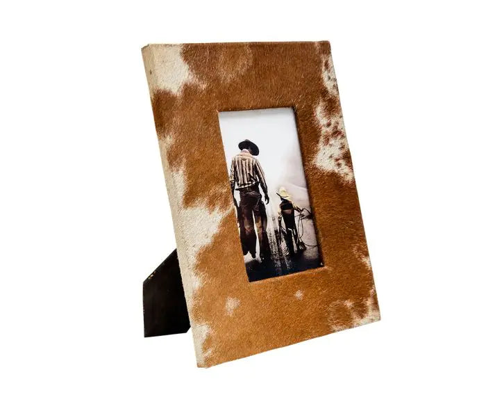 Cowhide Picture Frame: Brown