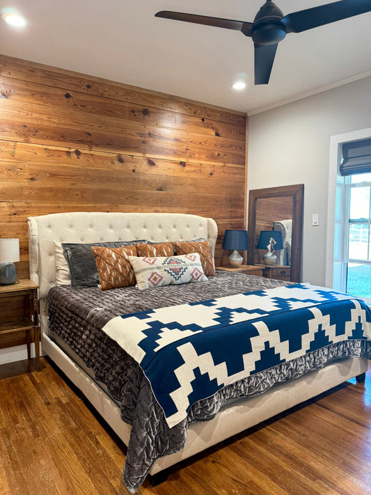 PRESIDIO NAVY + CREAM  Oversized Throw Blanket