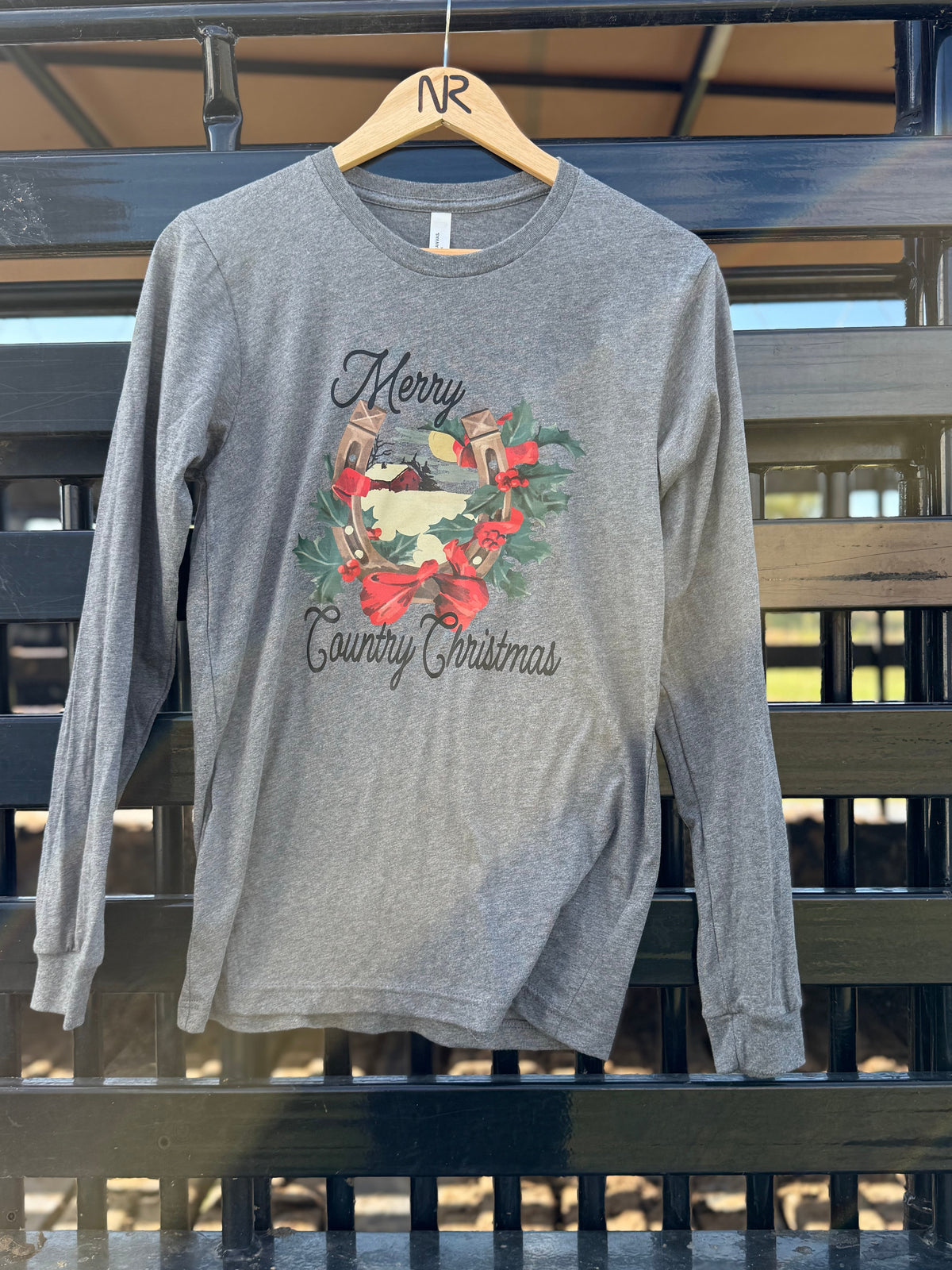 Adult Merry Country Christmas-Gray