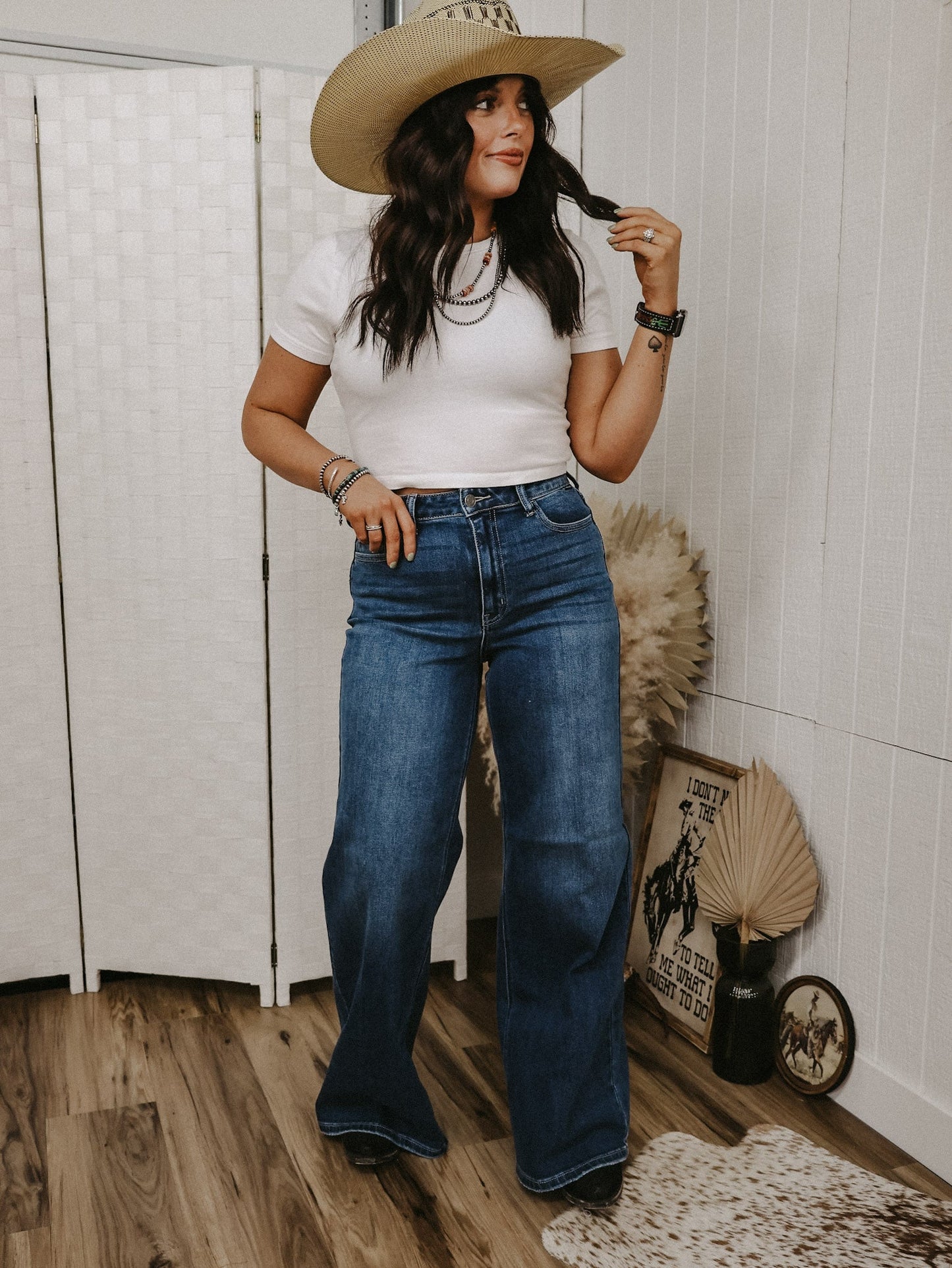 Cello: Evermore Wide Leg Jeans - Medium Wash