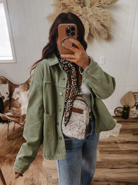 Tulsa Denim Jacket: Olive