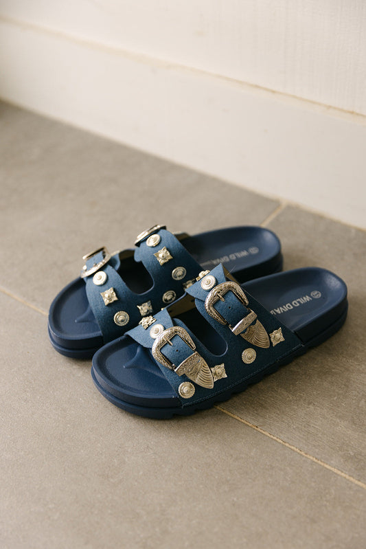 The Willow Western Slides in Denim