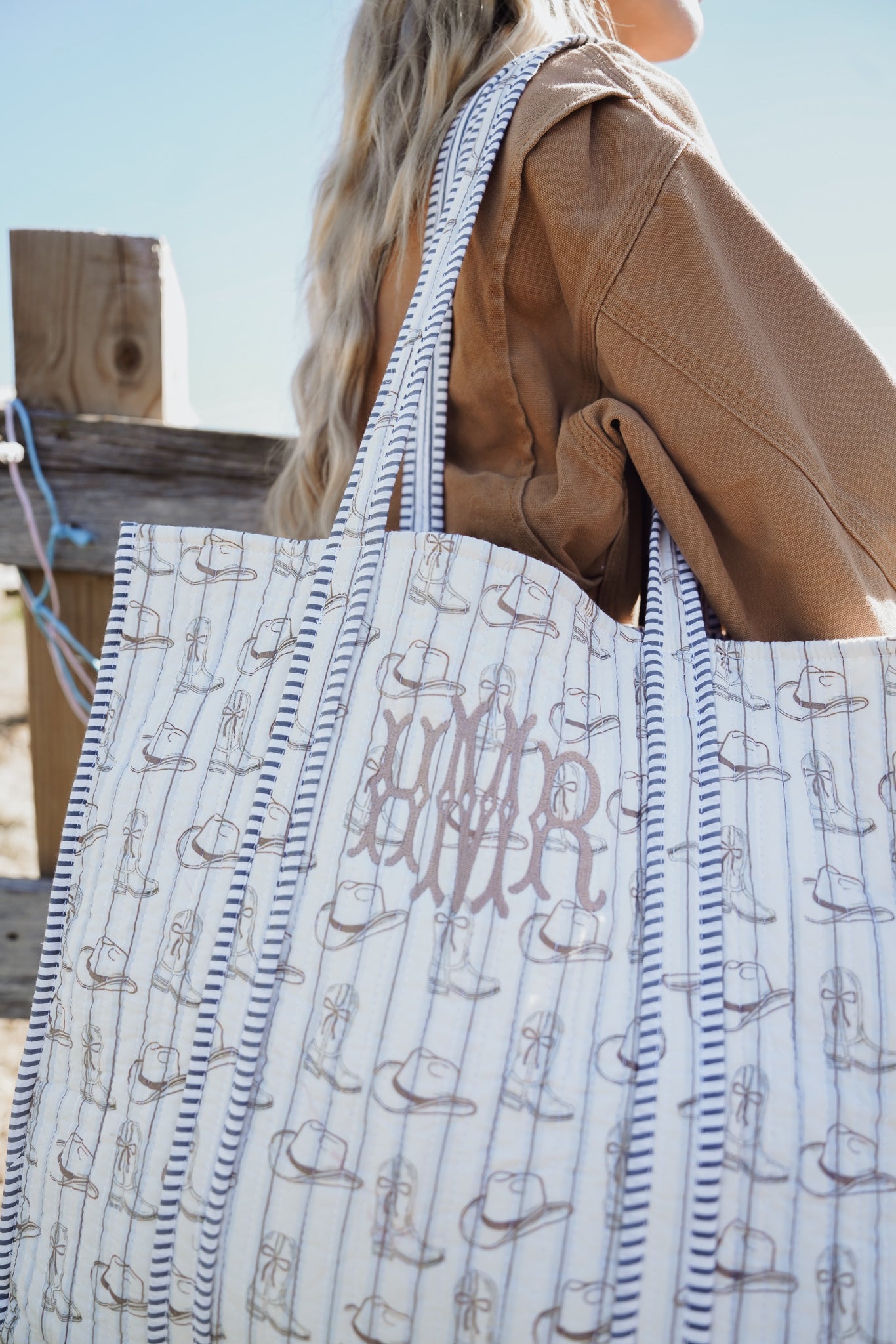 Western Blues Quilted Tote Bag