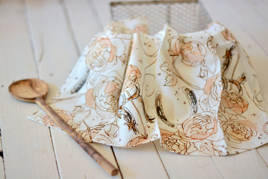 Roses and Spurs Western Rustic Farmhouse Kitchen Tea Towel