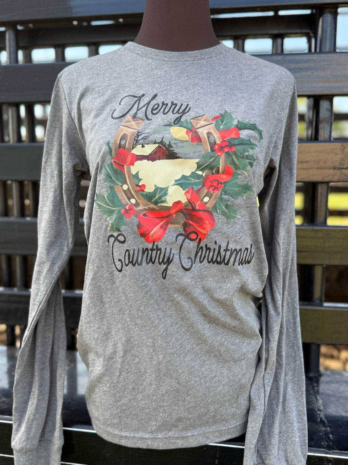 Adult Merry Country Christmas-Gray