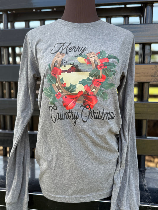 Adult Merry Country Christmas-Gray