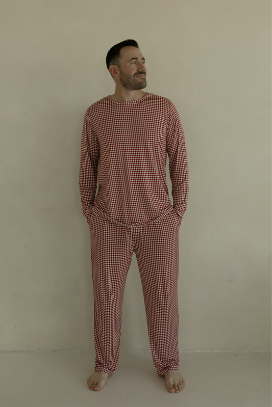 Men's Bamboo Pajamas | Red Gingham
