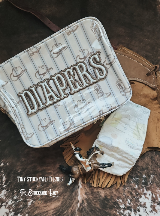 Diapers XL - Western Blues Clear Coat Bag
