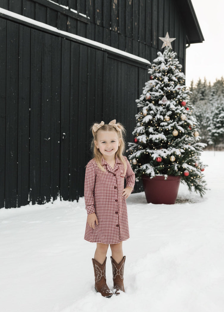 Toddler Bamboo Sleeping Dress | Red Gingham