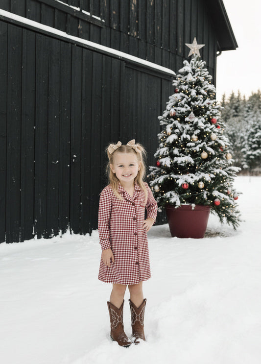 Toddler Bamboo Sleeping Dress | Red Gingham
