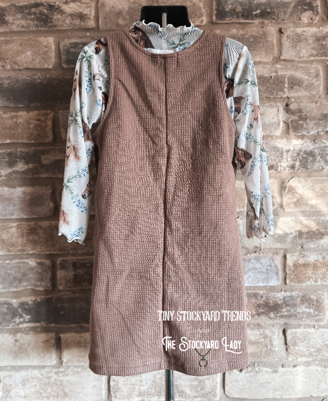 Brown Waffle Overall Dress