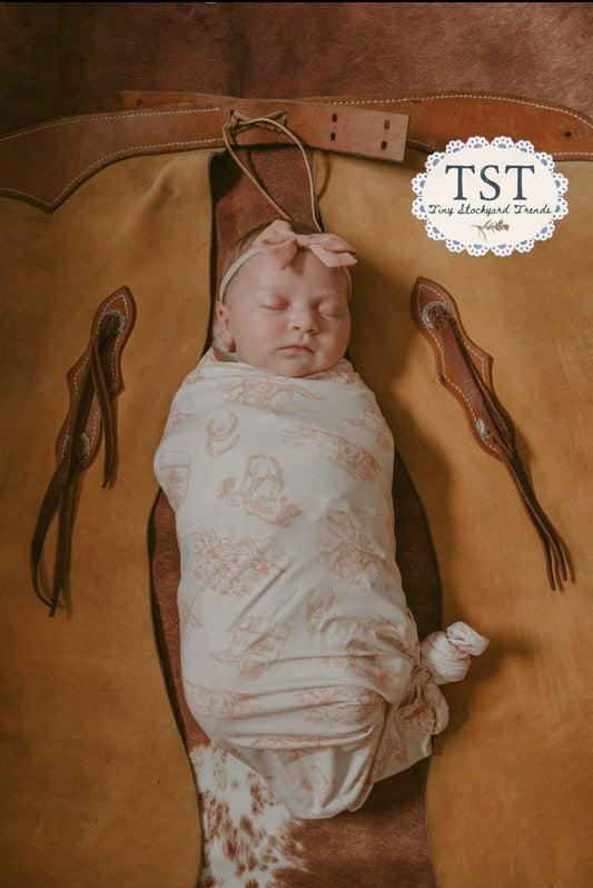 Pink Horse Toile Swaddle