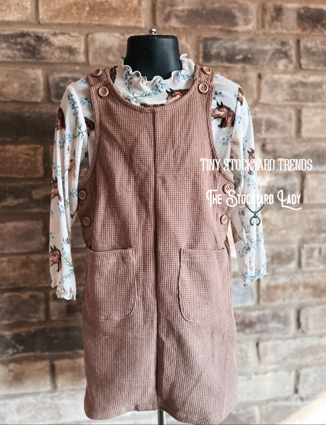 Brown Waffle Overall Dress
