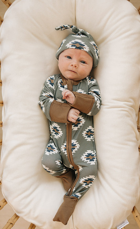 Southwest Aztec Ribbed Bamboo Zipper