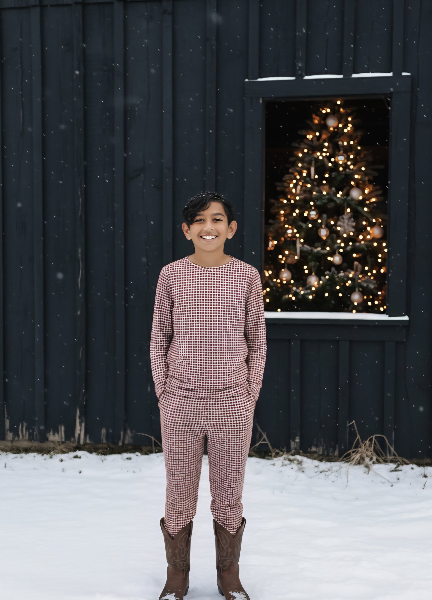 Pre-Teen Straight Leg Bamboo Pajamas | Red Gingham